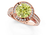 Rose gold Fancy Yellow Round  Cut Halo Pave Split Shank Prong Setting Ring_33