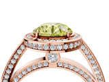 Rose gold Fancy Yellow Round  Cut Halo Pave Split Shank Prong Setting Ring_36