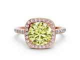 Rose gold Fancy Yellow Round Cut Halo Round Diamond Pavé Band with Four-Prong Setting_3