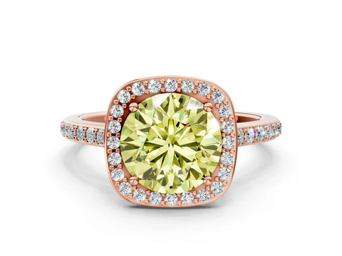 Rose gold Fancy Yellow Round Cut Halo Round Diamond Pavé Band with Four-Prong Setting_3