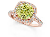 Rose gold Fancy Yellow Round Cut Halo Round Diamond Pavé Band with Four-Prong Setting_4