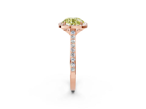 Rose gold Fancy Yellow Round Cut Halo Round Diamond Pavé Band with Four-Prong Setting_5