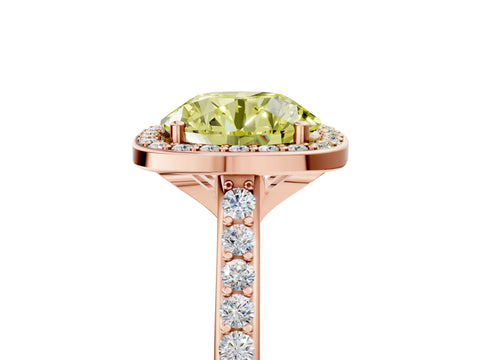 Rose gold Fancy Yellow Round Cut Halo Round Diamond Pavé Band with Four-Prong Setting_8