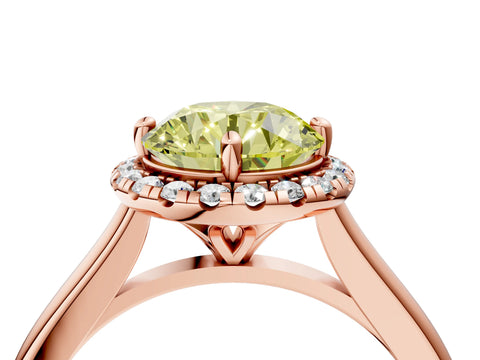 Rose gold Fancy Yellow Round Cut Halo Round Diamond Solitaire Engagement Ring with Pave Band and Four-Prong Setting_16