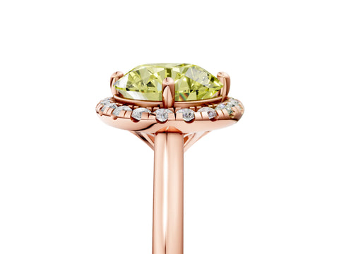 Rose gold Fancy Yellow Round Cut Halo Round Diamond Solitaire Engagement Ring with Pave Band and Four-Prong Setting_17
