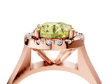Rose gold Fancy Yellow Round  Cut Halo Solitaire Engagement Ring with Square Band and Four-Prong Setting_70