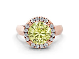 Rose gold Fancy Yellow Round  Cut Halo Solitaire Engagement Ring with Square Band and Four-Prong Setting_82