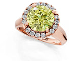 Rose gold Fancy Yellow Round  Cut Halo Solitaire Engagement Ring with Square Band and Four-Prong Setting_83