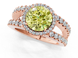 Rose gold Fancy Yellow Round  Cut Halo Split Shank Diamond Ring with Four-Prong Setting_1