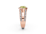 Rose gold Fancy Yellow Round  Cut Halo Split Shank Diamond Ring with Four-Prong Setting_2