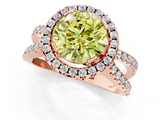 Rose gold Fancy Yellow Round  Cut Halo Split Shank Pave Set Ring_1