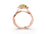 Rose gold Fancy Yellow Round  Cut Halo Split Shank Pave Set Ring_3