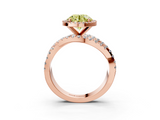 Rose gold Fancy Yellow Round  Cut Halo Split Shank Prong Setting Ring_3
