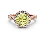 Rose gold Fancy Yellow Round Cut Halo Twist Band with Four-Prong Setting_12