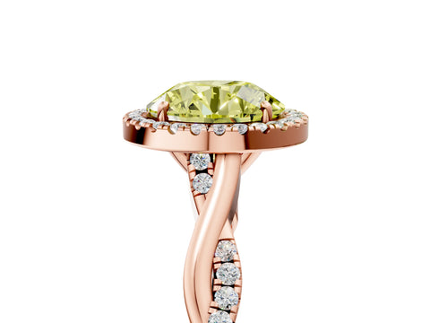 Rose gold Fancy Yellow Round Cut Halo Twist Band with Four-Prong Setting_17