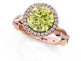 Rose gold Fancy Yellow Round  Cut Halo Twisted Band Four-Prong Ring_1