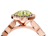 Rose gold Fancy Yellow Round  Cut Halo Twisted Band Four-Prong Ring_4