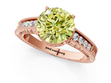 Rose gold Fancy Yellow Round  Cut Milgrain Channel Set Engagement Ring with Solitaire Prong Setting_1
