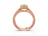 Rose gold Fancy Yellow Round  Cut Milgrain Channel Set Engagement Ring with Solitaire Prong Setting_3