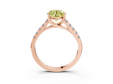 Rose gold Fancy Yellow Round  Cut Pavé Band Solitaire Ring with Four-Prong Setting_3