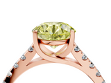 Rose gold Fancy Yellow Round  Cut Pavé Band Solitaire Ring with Four-Prong Setting_4