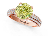 Rose gold Fancy Yellow Round  Cut Pave Diamond Engagement Ring with Channel Set Band and Four-Prong Setting_1