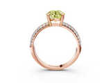 Rose gold Fancy Yellow Round  Cut Pave Diamond Engagement Ring with Channel Set Band and Four-Prong Setting_3