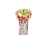Rose gold Fancy Yellow Round  Cut Pave Diamond Engagement Ring with Channel Set Band and Four-Prong Setting_5