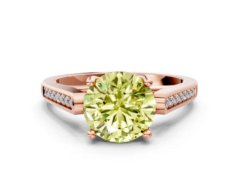 Rose gold Fancy Yellow Round Cut Solitaire Cathedral Diamond Engagement Ring with Channel-Set Band and Four-Prong Setting_3