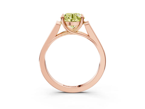 Rose gold Fancy Yellow Round Cut Solitaire Cathedral Diamond Engagement Ring with Channel-Set Band and Four-Prong Setting_6