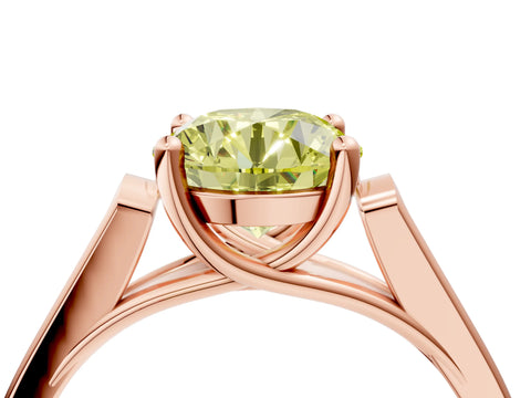 Rose gold Fancy Yellow Round Cut Solitaire Cathedral Diamond Engagement Ring with Channel-Set Band and Four-Prong Setting_7
