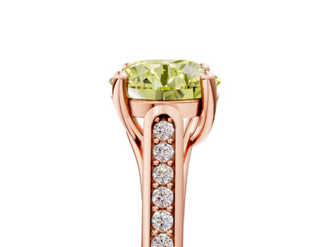 Rose gold Fancy Yellow Round Cut Solitaire Cathedral Diamond Engagement Ring with Channel-Set Band and Four-Prong Setting_8