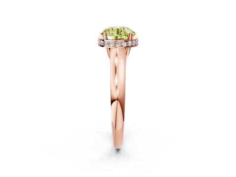 Rose gold Fancy Yellow Round Cut Solitaire Diamond Engagement Ring with Four-Prong Setting and Tapered Band_2