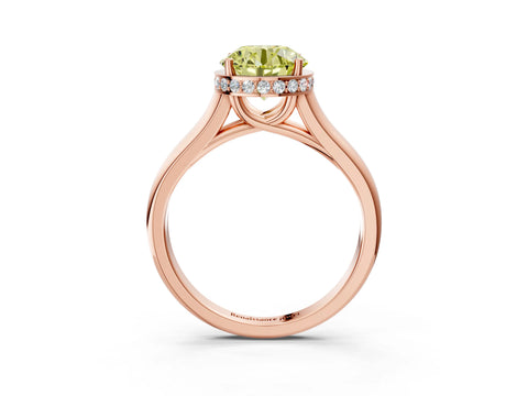 Rose gold Fancy Yellow Round Cut Solitaire Diamond Engagement Ring with Four-Prong Setting and Tapered Band_3