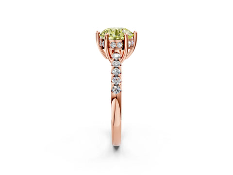 Rose gold Fancy Yellow Round Cut Solitaire Diamond Engagement Ring with Pavé Band and Six-Prong Setting_2
