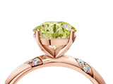 Rose gold Fancy Yellow Round Cut Solitaire Diamond Engagement Ring with Twisted Pave Band and Four-Prong Setting_7
