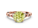 Rose gold Fancy Yellow Round Cut Solitaire Diamond Ring with Infinity Twist Band and Four-Prong Setting_12