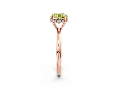 Rose gold Fancy Yellow Round Cut Solitaire Diamond Ring with Prong Setting and Plain Band_2