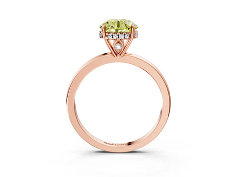 Rose gold Fancy Yellow Round Cut Solitaire Diamond Ring with Prong Setting and Plain Band_3