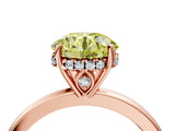 Rose gold Fancy Yellow Round Cut Solitaire Diamond Ring with Prong Setting and Plain Band_4