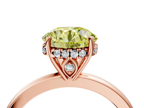 Rose gold Fancy Yellow Round Cut Solitaire Diamond Ring with Prong Setting and Plain Band_4