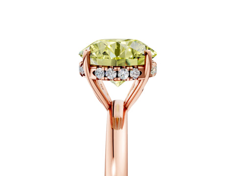 Rose gold Fancy Yellow Round Cut Solitaire Diamond Ring with Prong Setting and Plain Band_5