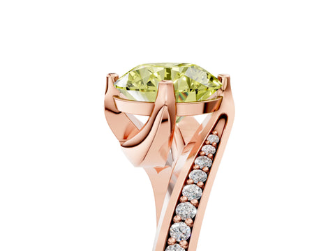 Rose gold Fancy Yellow Round Cut Solitaire Diamond Twist Band with Pavé Setting and Four-Prong Setting_5