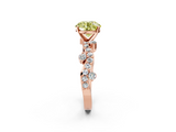 Rose gold Fancy Yellow Round  Cut Solitaire Diamond Twisted Band with Pave Setting_2