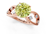 Rose gold Fancy Yellow Round  Cut Solitaire Diamond with Side Stones on Criss-Cross Band and Four-Prong Setting_1