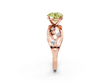 Rose gold Fancy Yellow Round  Cut Solitaire Diamond with Side Stones on Criss-Cross Band and Four-Prong Setting_2