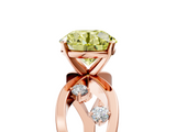 Rose gold Fancy Yellow Round  Cut Solitaire Diamond with Side Stones on Criss-Cross Band and Four-Prong Setting_5