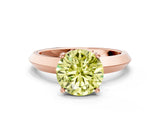 Rose gold Fancy Yellow Round  Cut Solitaire Engagement Ring with Flat Band and Four-Prong Setting 1