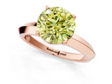 Rose gold Fancy Yellow Round  Cut Solitaire Engagement Ring with Flat Band and Four-Prong Setting 2