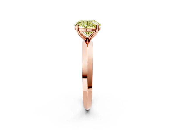 Rose Gold Round Knife-Edge Solitaire Engagement Ring Setting for Fancy Yellow Center
